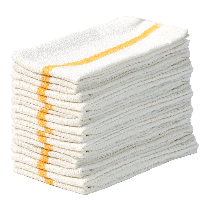 New White Bar Mop with Yellow Stripe