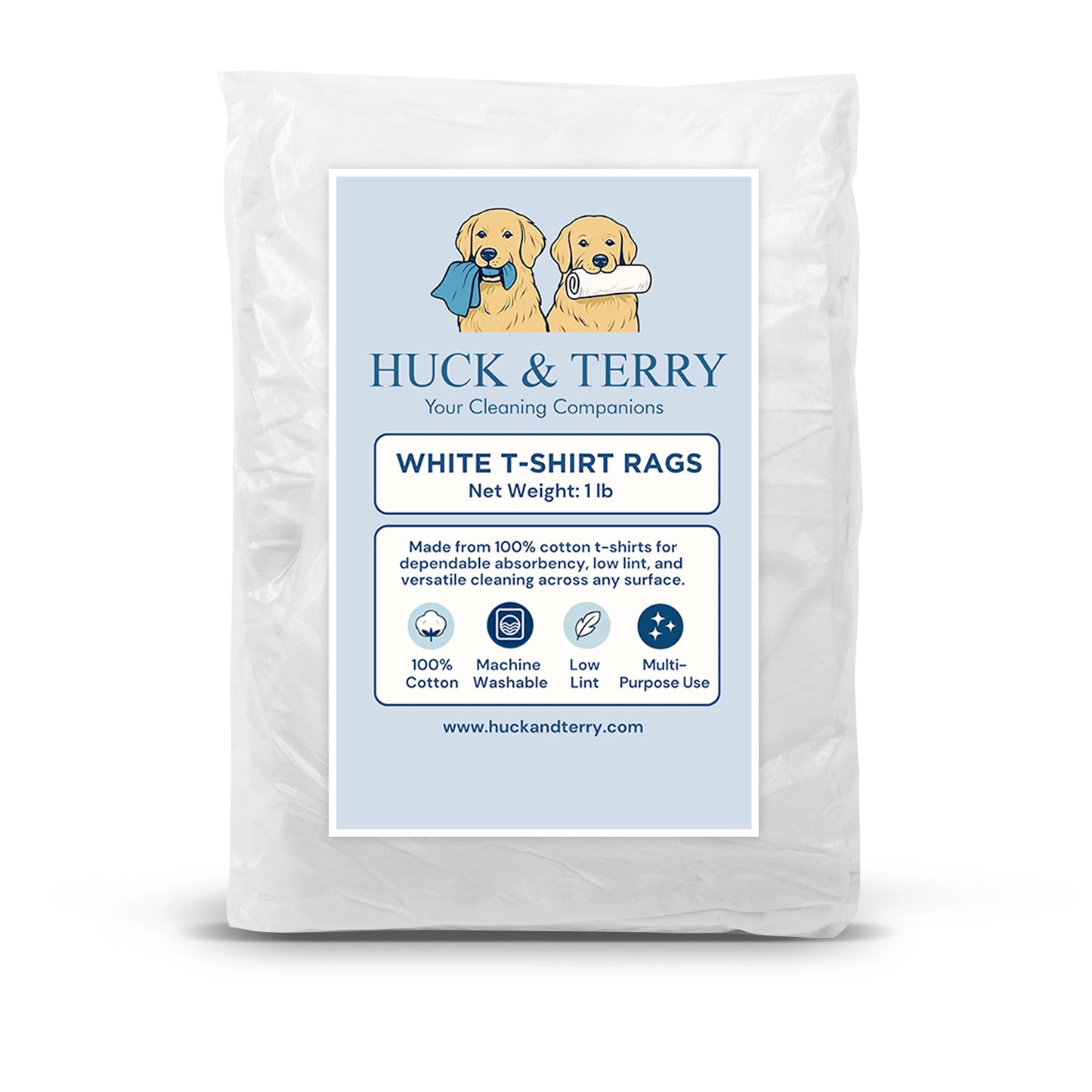Huck & Terry New White T-Shirt 1 lb Bag